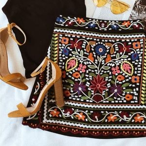 Lulus Don't Stop the Party Black Embroidered Mini Skirt